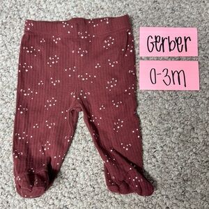 ❤️NWOT Gerber Infant Maroon Footie Leggings, 0-3M